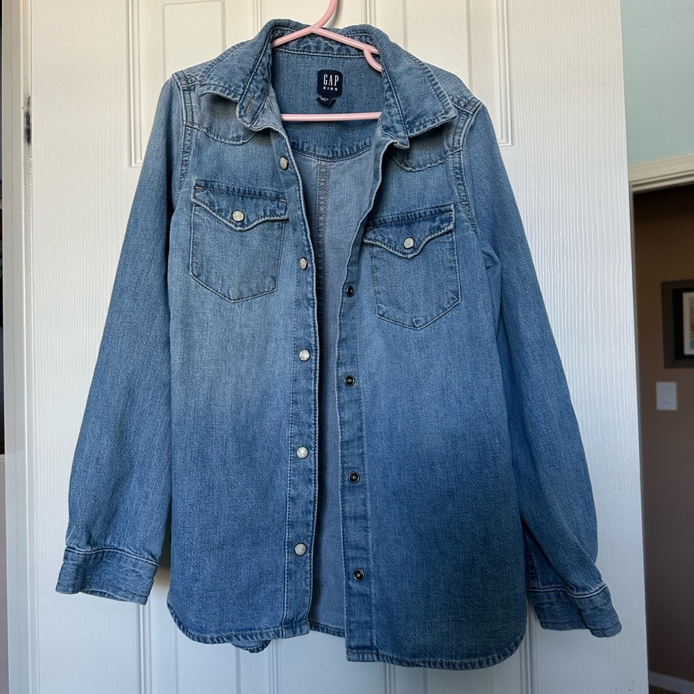 GAP Kids Light Blue Denim Snap Button Shirt